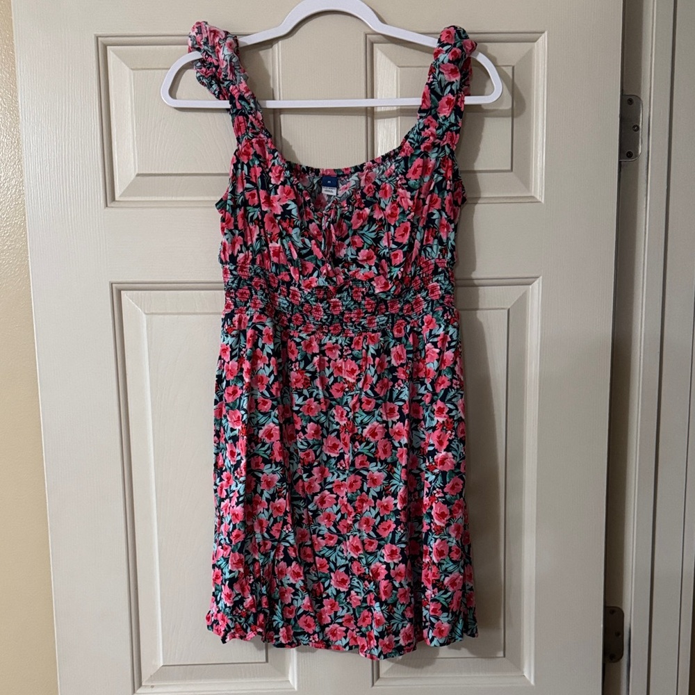 Old Navy Pink and Green Floral Top